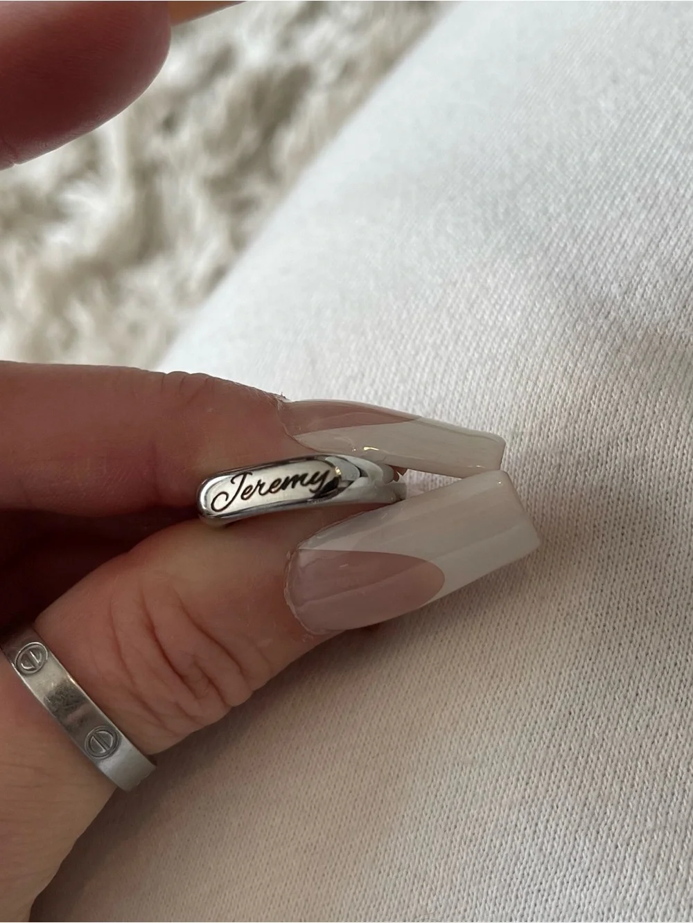 Sterling Silver 'Jeremy' Script Ring - Silver